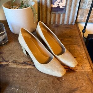 Maryam Nassir Zadeh Cream Block Heel Pumps